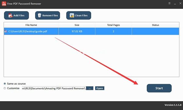 Free  PDF  Password  Remover使用图