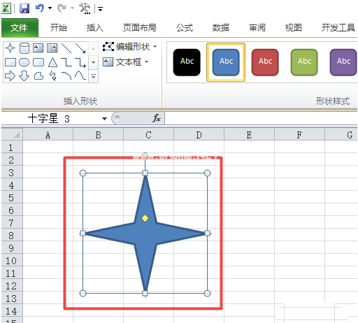 如何在excel表格中插入红色的十字星 在excel表格中插入红色的十字星的方法 