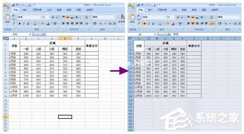 excel2007调整表格行列宽度步骤方法