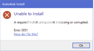 安装AutoCAD时显示所需的安装组件丢失