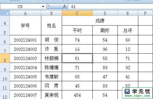 excel框选单元格