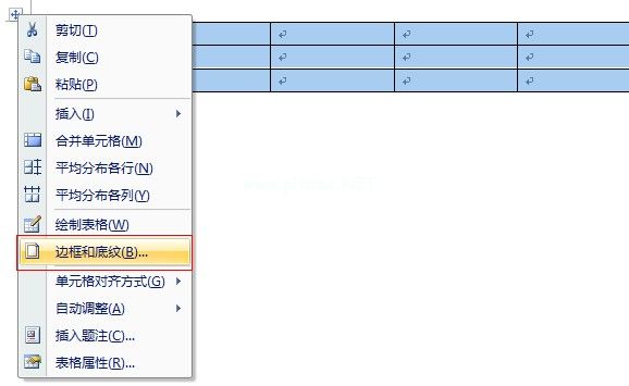 word2007表格边框显示