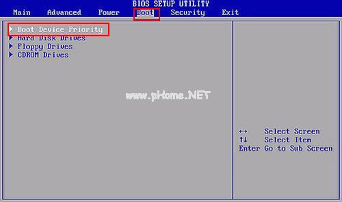 BIOS上BOOT上选择CDROM