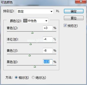 图像调整可选颜色参数设置