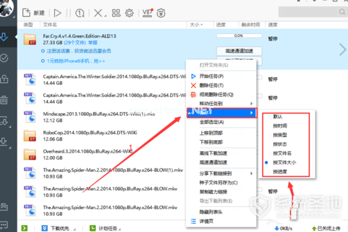 迅雷极速版怎么按大小自动排列下载完成的文件？