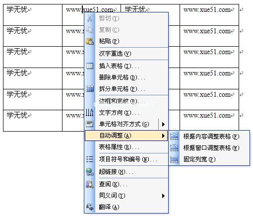 自动调整表格