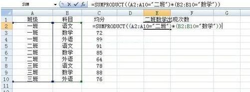 sumproduct函数的使用方法及实例