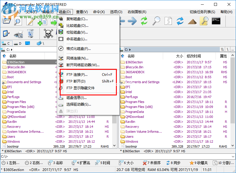 EF  Commander  Free连接/断开FTP的方法