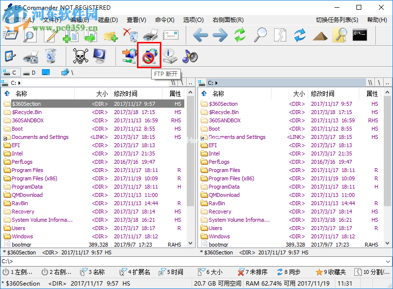 EF  Commander  Free连接/断开FTP的方法