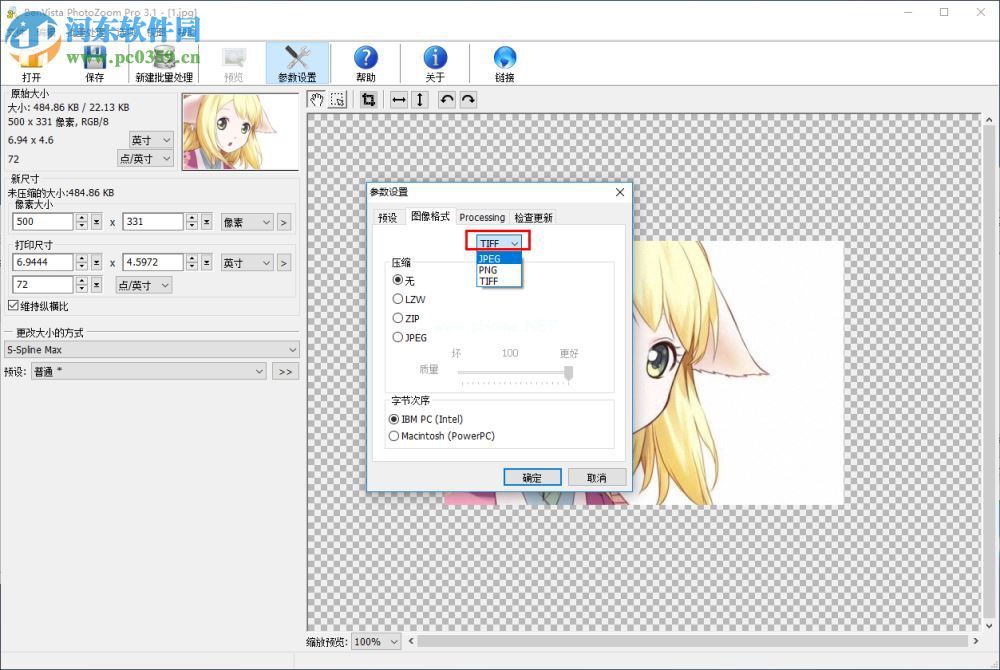 BenVista  PhotoZoom  Pro设置图像格式的方法