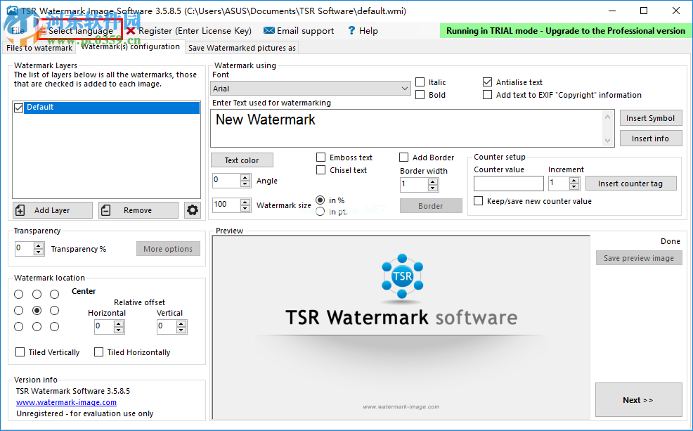 TSR  Watermark  Image设置为简体中文的方法