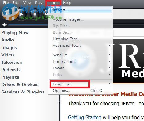 J. River  Media  Center设置中文界面的方法