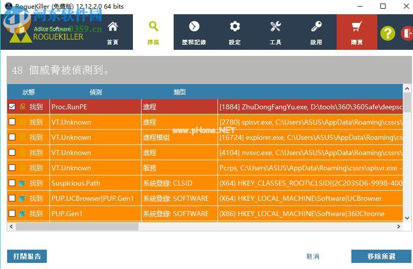 RogueKiller扫描捆绑软件的方法