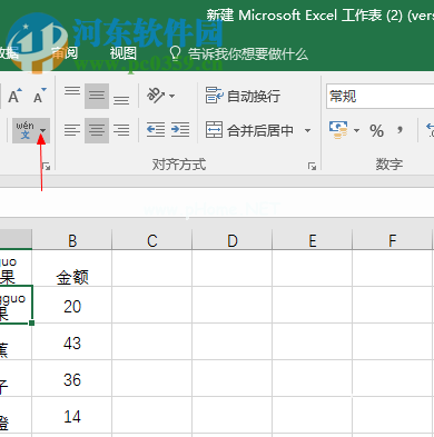 Excel将文字和拼音对齐显示的方法