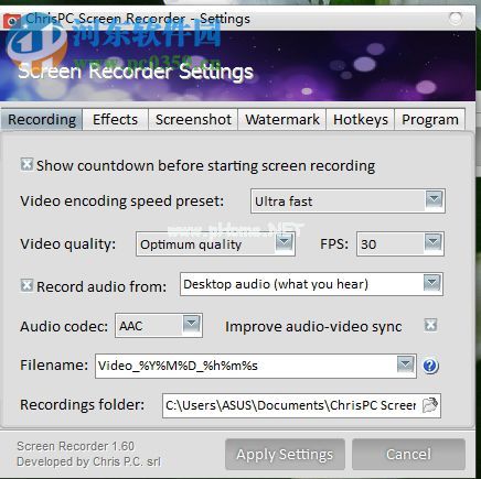 ChrisPC  Screen  Recorder录制电脑屏幕的方法