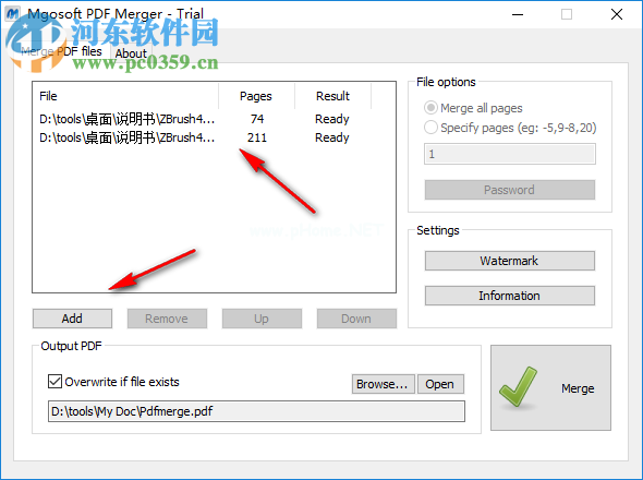 Mgosoft  PDF  Merger合并PDF的方法