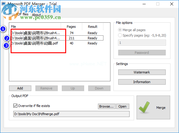 Mgosoft  PDF  Merger合并PDF的方法