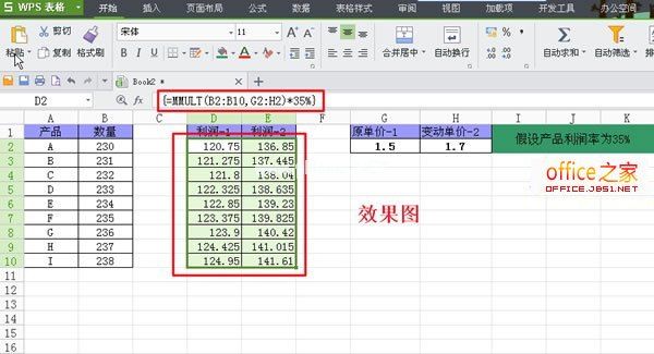 在WPS表格2013中对变价商品计算利润