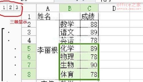 wps表格创建组和分级显示