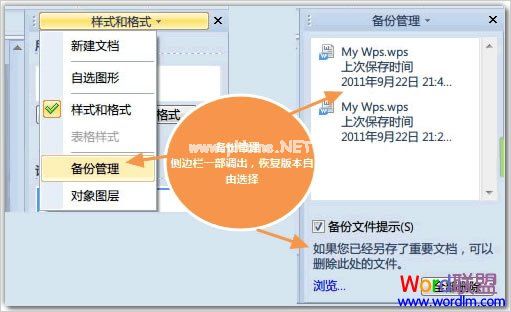 WPS2012特色功能之备份管理