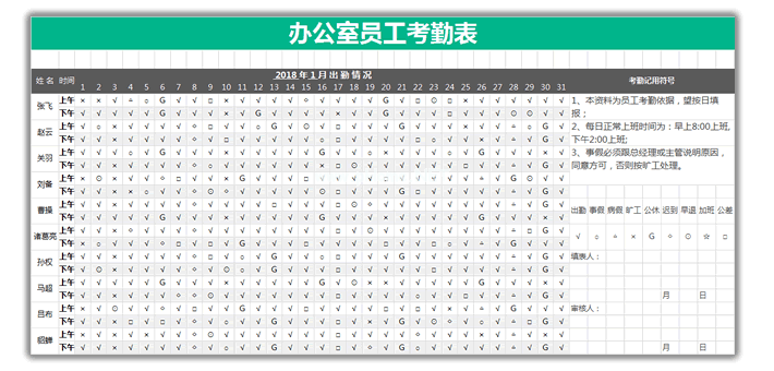 Excel利用统计函数COUNTIF   快速制作统计考勤表数据