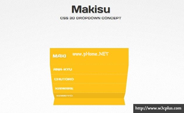 Makisu  : jQuery  CSS  3D  Dropdown  Menu  concept