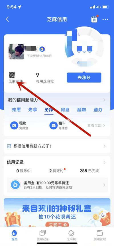 支付宝怎么出示芝麻证