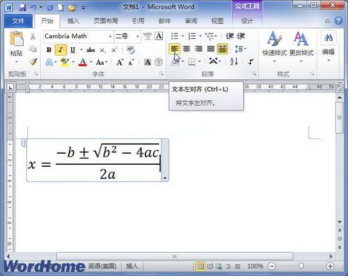 具体设置方法为： 单击Word2010公式使其处于编缉状态