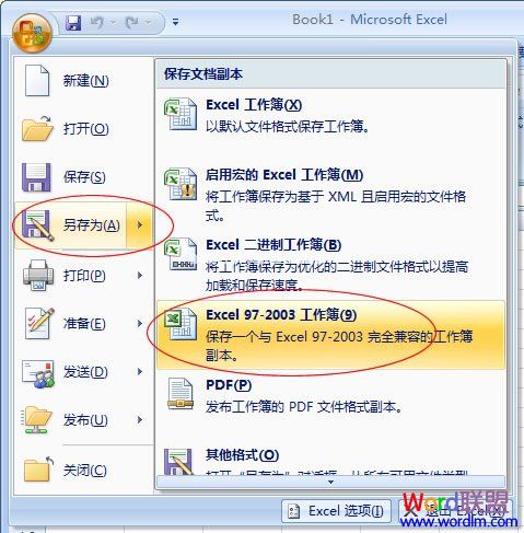 Excel2007保存xls文件