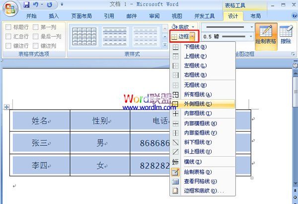 选择你需要制作成双线的区域