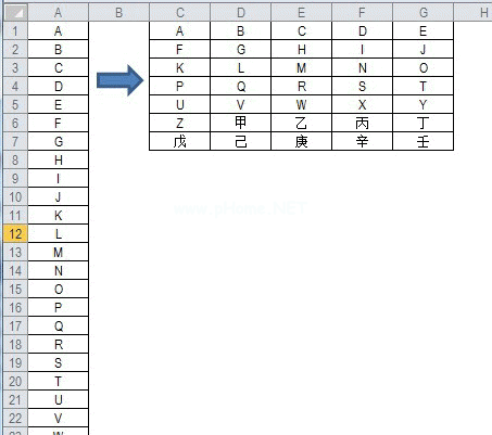 Excel  中的一列转多列 三联教程