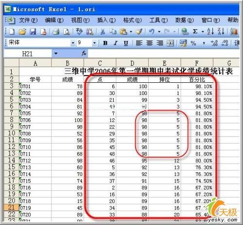 这样就达到了显示百分比排名的目的