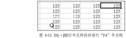 Excel  移动单元格指针