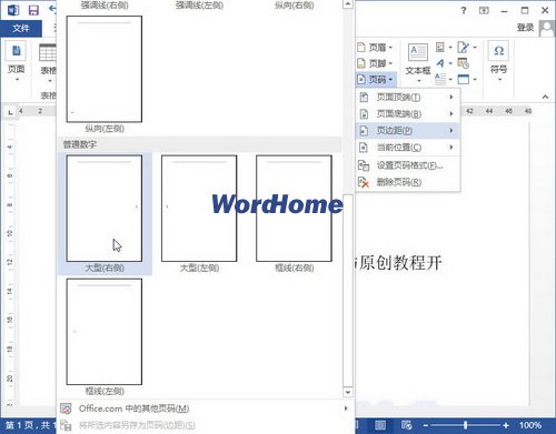 怎样在Word2013中插入纵向的中文页码 三联