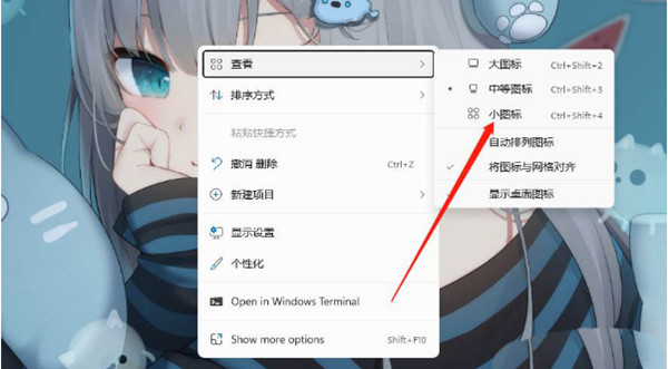 win11怎么设置桌面小图标