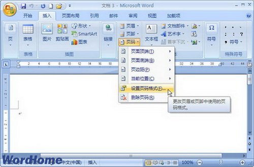 Word2007文档中设置页码格式图文教程  三联