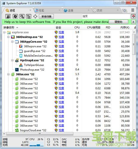 System Explorer(显示运行程序及进程) V6.4.3 多语中文绿色版