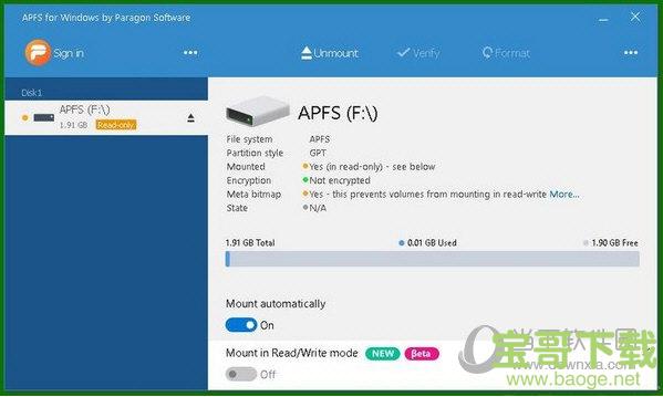 APFSforWindows格式转换工具绿色版下载 v2.1.47