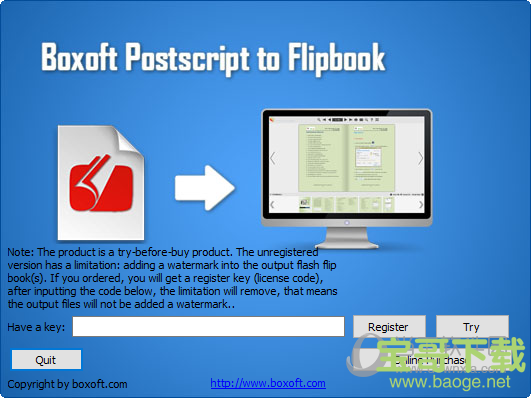 Boxoft Postscript to Flipbook(翻页书制作软件) v1.0 官方版